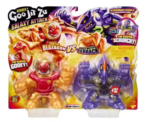 Goo Jit Zu Galaxy Attack Sun Fire Blazagon I´m Super Gooey! Vs Dark Matter Terrack I´m Scrunchy!