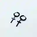 Aros Doble Uso Punk Cruz Acero Negro Pendientes Sin Genero