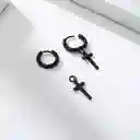 Aros Doble Uso Punk Cruz Acero Negro Pendientes Sin Genero