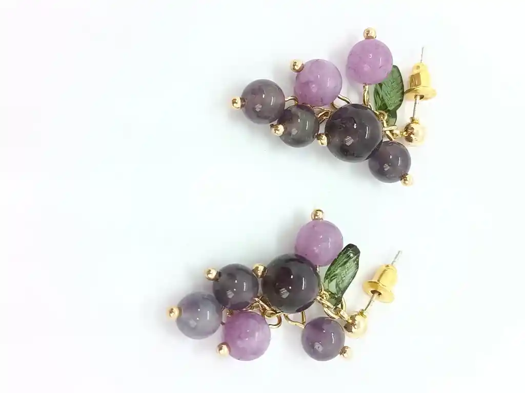 Aretes Uvas Colgantes De Cristal Pendientes Vioeltas Largos