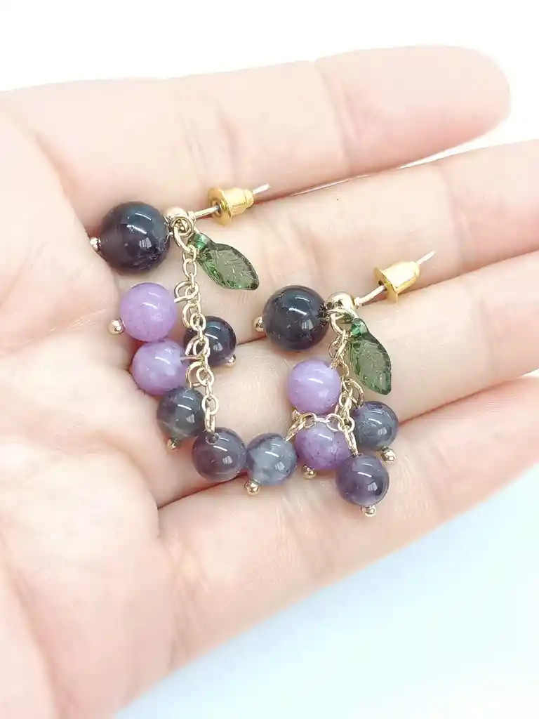 Aretes Uvas Colgantes De Cristal Pendientes Vioeltas Largos