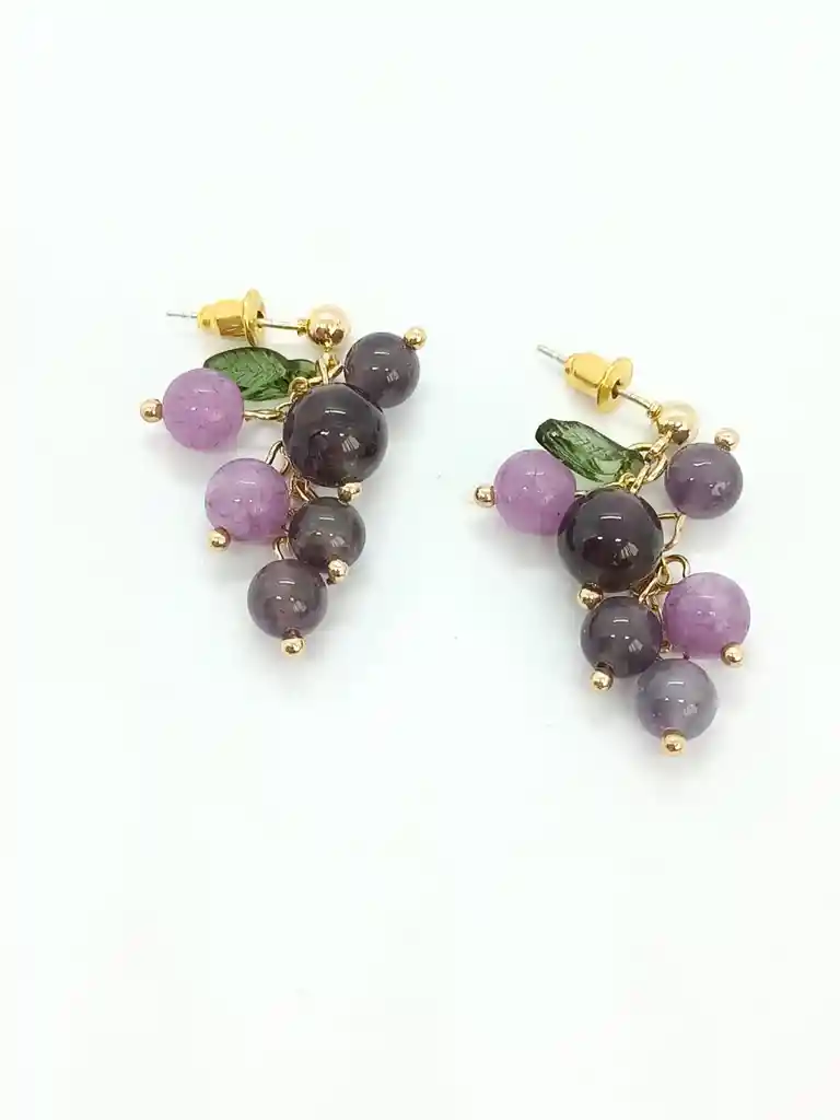 Aretes Uvas Colgantes De Cristal Pendientes Vioeltas Largos