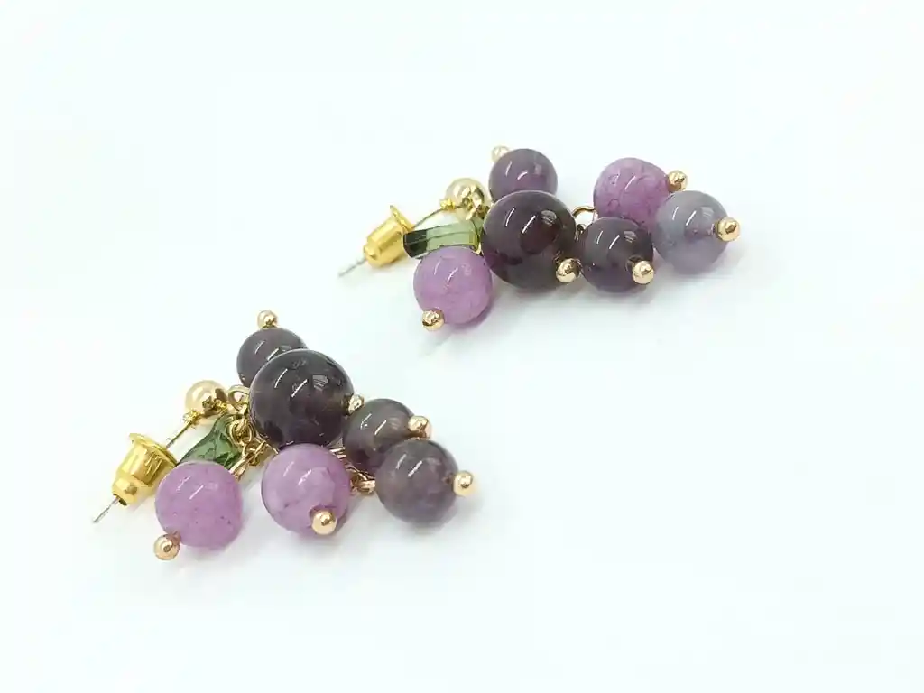 Aretes Uvas Colgantes De Cristal Pendientes Vioeltas Largos