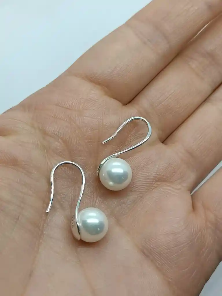 Ros Pendientes Plata Fina 925 Perlas Naturales Agua Dulce