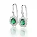 Aros Gema Esmeralda Moissanitas Plata 925 Verde Pendientes