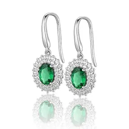 Aros Gema Esmeralda Moissanitas Plata 925 Verde Pendientes