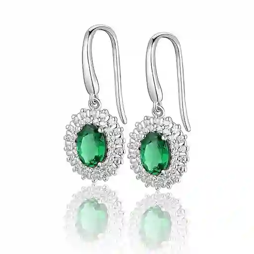 Aros Gema Esmeralda Moissanitas Plata 925 Verde Pendientes