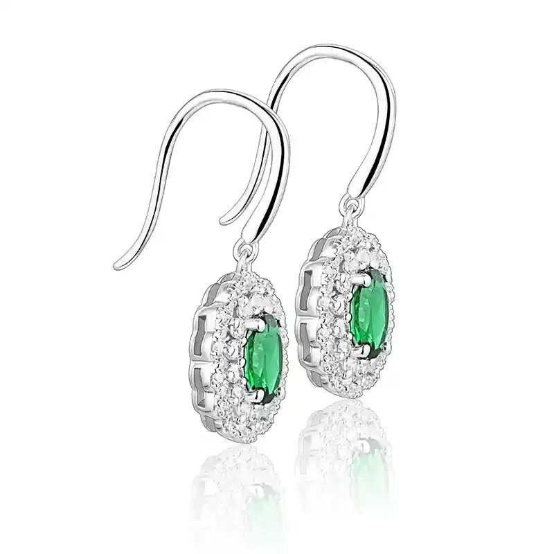 Aros Gema Esmeralda Moissanitas Plata 925 Verde Pendientes