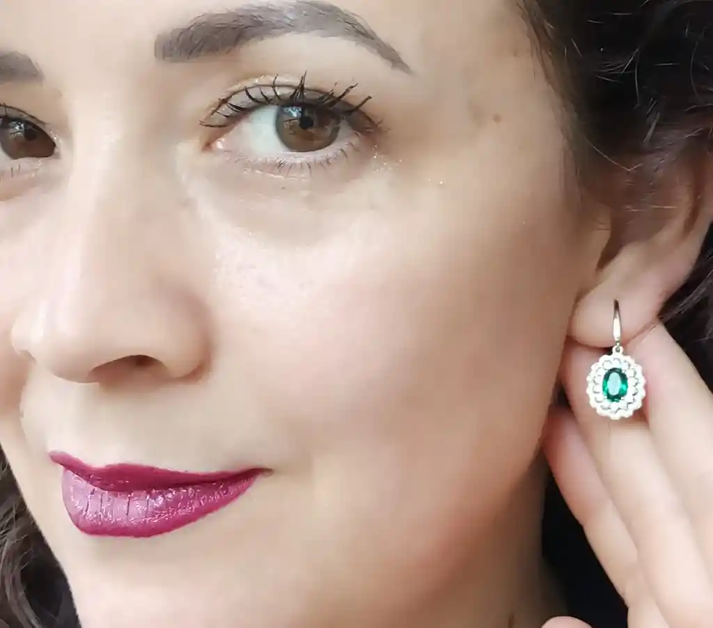 Aros Gema Esmeralda Moissanitas Plata 925 Verde Pendientes