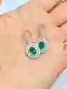 Aros Gema Esmeralda Moissanitas Plata 925 Verde Pendientes