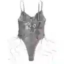 Body Con Cordón Ajustable Bordado Gris Talla S