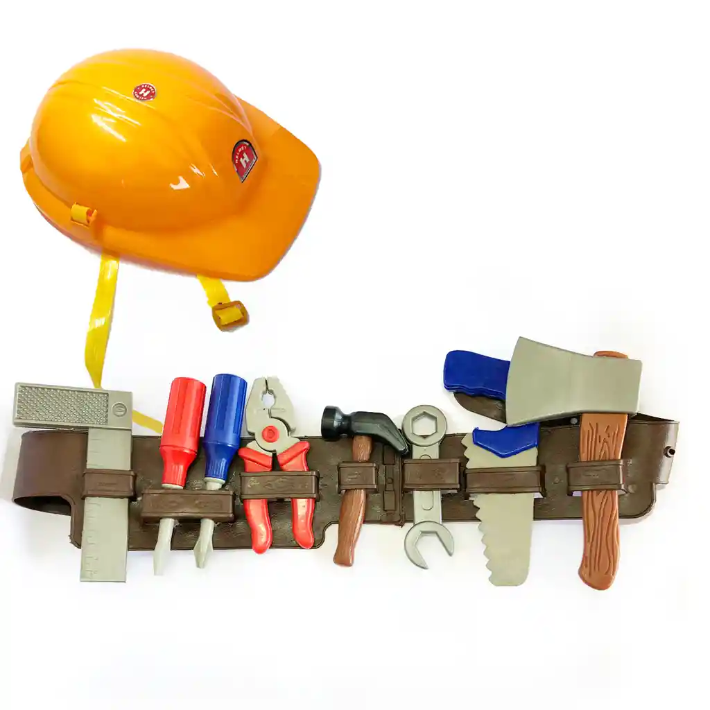 Juego Herramientas Construcción Con Casco Amarillo Para Niños