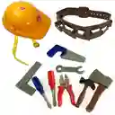 Juego Herramientas Construcción Con Casco Amarillo Para Niños