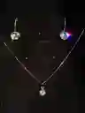 Set Conjunto Cadena Veneciana Argollas Hoop Plata Punto Luz