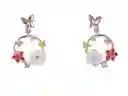 Aros Flor Fairytale Plata Fina Ley S925 Zirconia Mariposas Niñas Pendientes