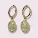 Argollas Huggies Virgen Maria Plata Fina Chapado En Oro 18k