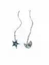 Aros Desiguales Luna Estrella Azul Plata Fina 925 Colgantes