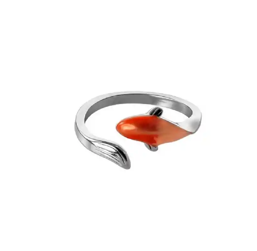 Anillo Ajustable Pez Naranja Mar Plata 925 Amor Al Mar Love