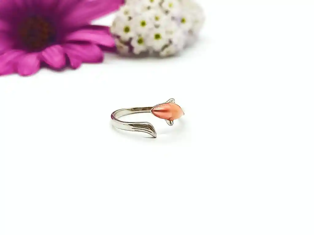 Anillo Ajustable Pez Naranja Mar Plata 925 Amor Al Mar Love