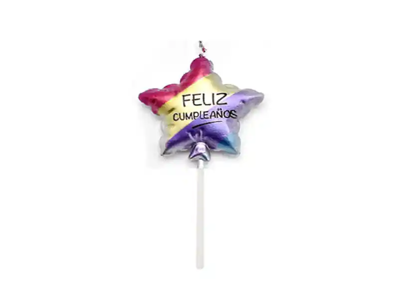 Vela Feliz Cumpleaños Estrella Multicolor