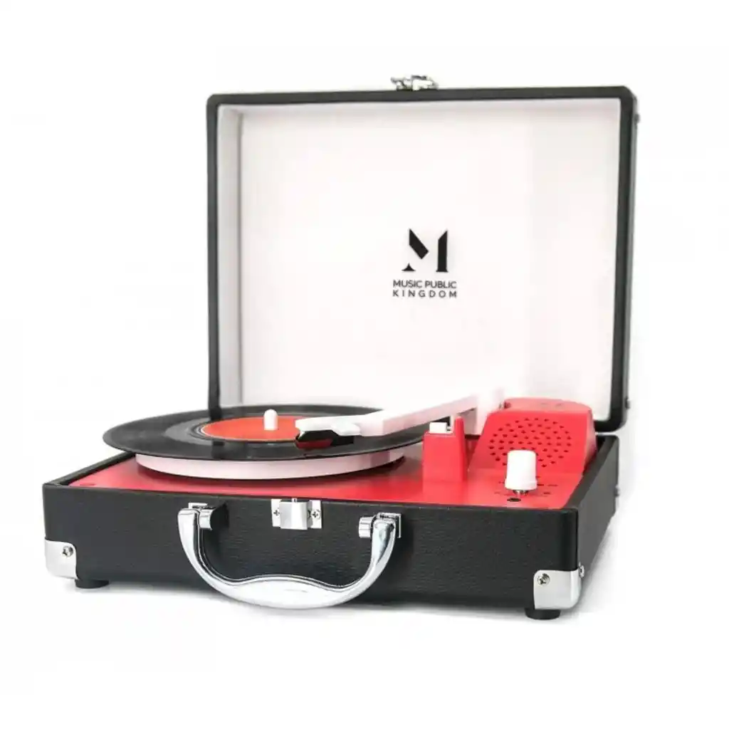 Tocadiscos Maleta Vinilo Mini Parlantes Negro