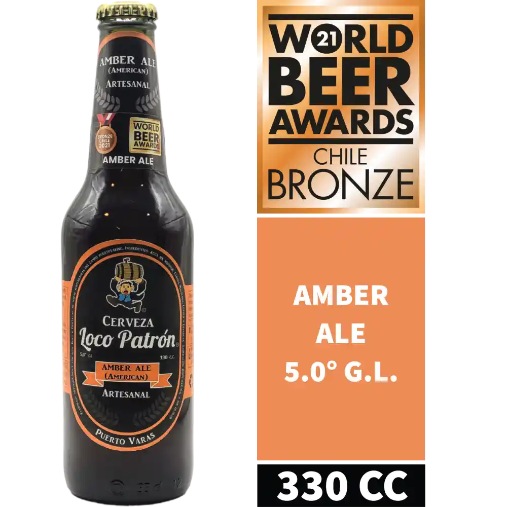 Cerveza Loco Patron Amber Ale 5.0° G.l. 330cc