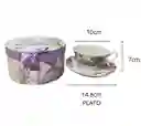 Taza De Porcelana Vintage Con Plato En Caja Modelo B