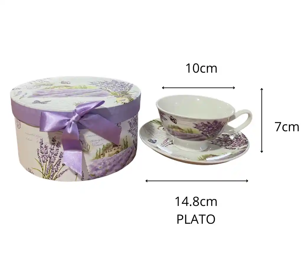 Taza De Porcelana Vintage Con Plato En Caja Modelo B