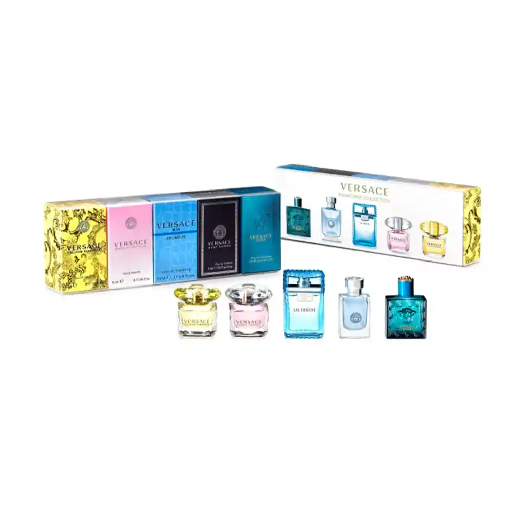 Edt Versace Set Mix 2 Miniaturas Dama 5 Ml + 3 Varon 5 Ml