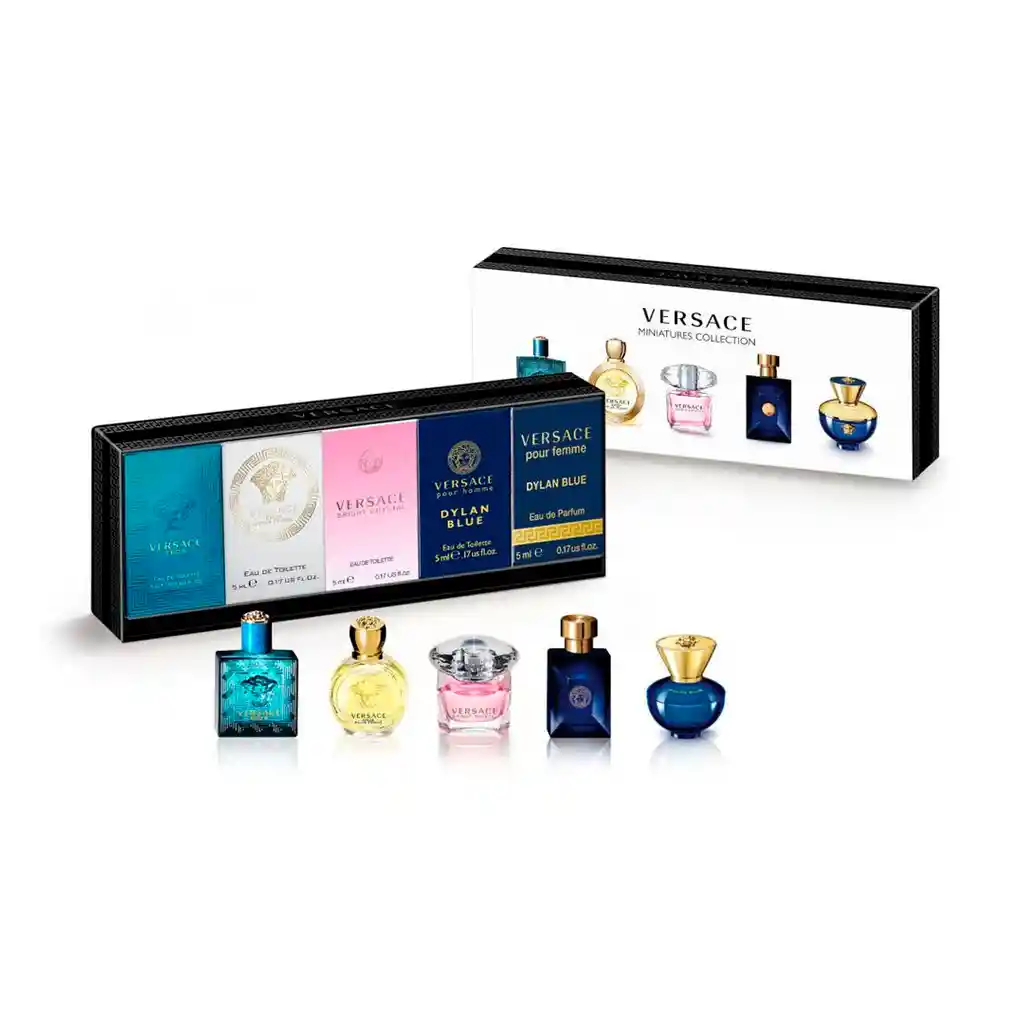 Edt Versace Set Mix 3 Miniaturas Dama 5 Ml + 2 Varon 5 Ml