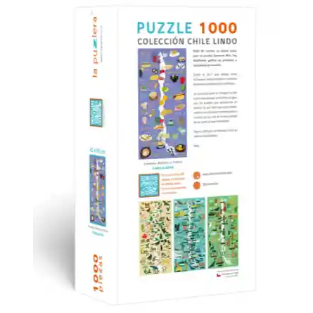 Puzzle 1000 Piezas - Mapa De Chile Comidas, Bebidas Y Frases - La Puzzlera