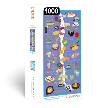 Puzzle 1000 Piezas - Mapa De Chile Comidas, Bebidas Y Frases - La Puzzlera