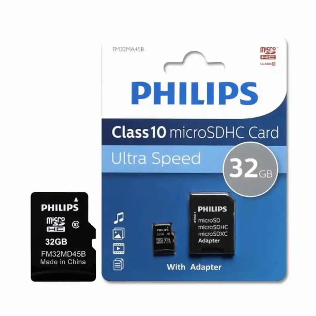 Memoria Micro Sd 32gb Philips + Adaptador