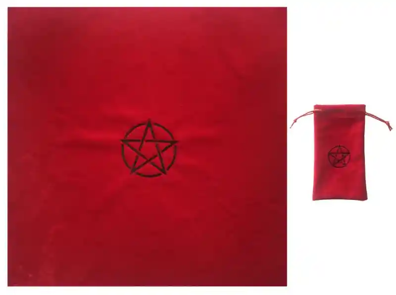 Tapete Lectura + Bolsa Tarot Rojo