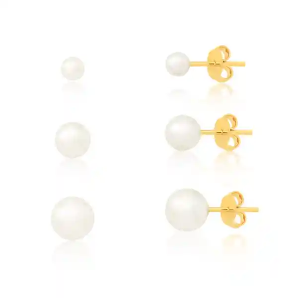 Pack 3 Aros Perlas Oro Laminado