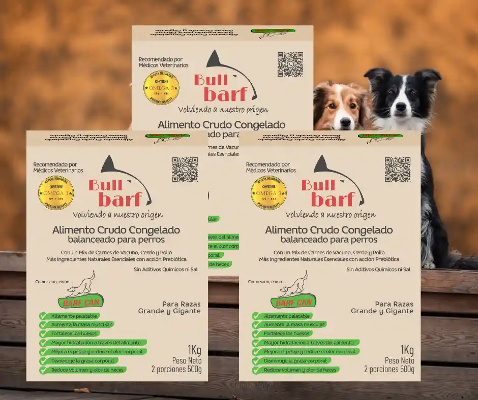 Pack 3 Estuches Alimento Barf Perro 1kg