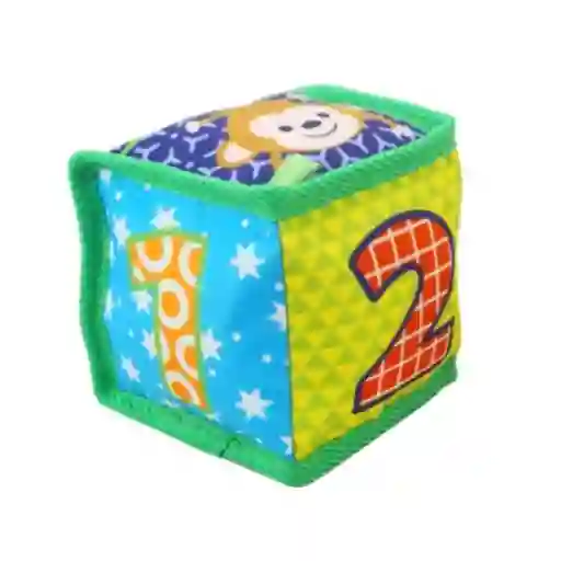 Cubo Didáctico E Interactivo De Tela Sonajero Para Bebés Con Números Tono Verde