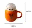 Taza De Cerámica Diseño Ciervos Tapa De Pelotitas Naranja