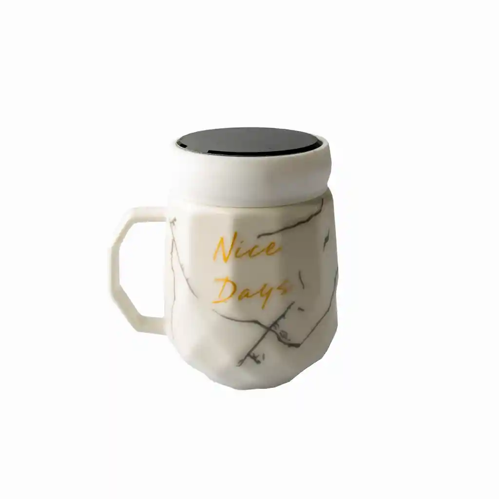 Tazas De Cerámica Diseño Marmoleado Nice Days Blanco