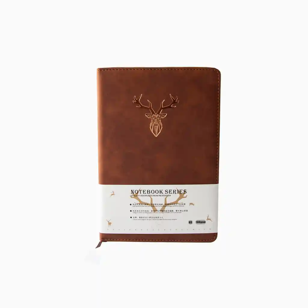 Cuaderno De Líneas Tapa Cuerina Diseño Ciervos Cafe