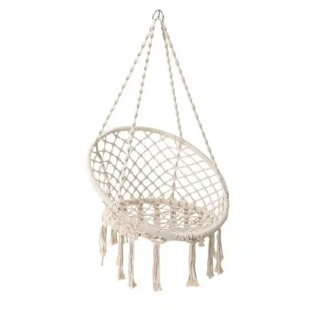 Hamaca Silla Columpio Algodón Beige 80 X 70 Cm