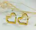 Argolla Aretes Huggies Minimalista Corazón Chapado En Oro 18k Navidad