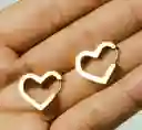 Argolla Aretes Huggies Minimalista Corazón Chapado En Oro 18k Navidad