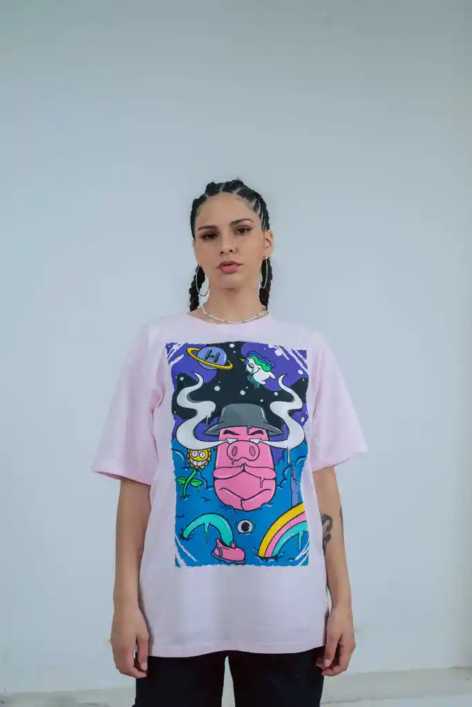 Polera Malamarca Rosa Talla S (serigrafia Full Color)