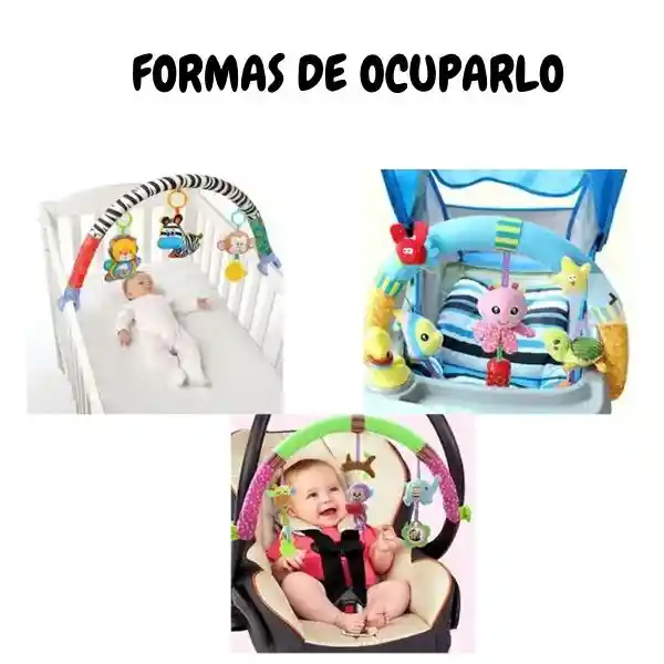 Arco Con Elementos Estimulantes Para Bebé (cuna, Coche, Auto) Color Rosado