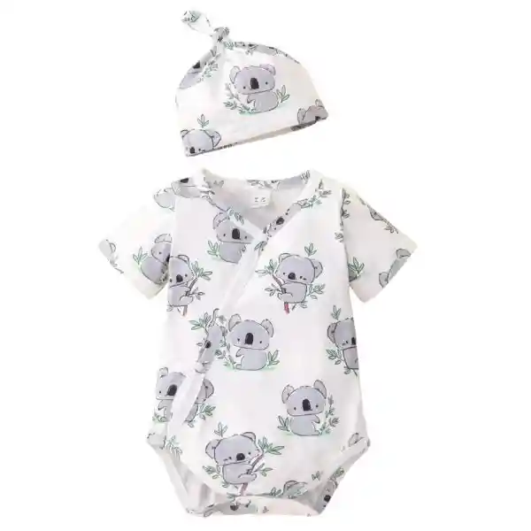 Pilucho O Boby Bebé Manga Corta Con Estampado De Koala Y Gorro. Talla 1-3 Meses