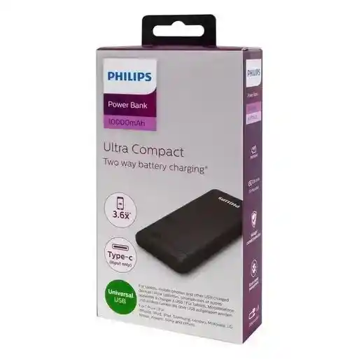 Power Bank Philips 10000 Mah Negro