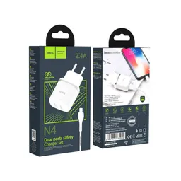 Cargador De Pared Dual N4 2.4a Con Cable Lightning Blanco