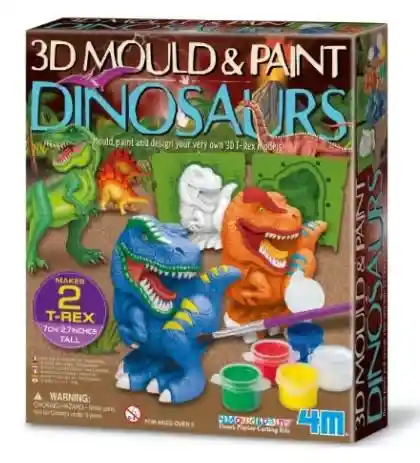 4m Moldea Y Pinta Dinosaurios 3d (2 T-rex)