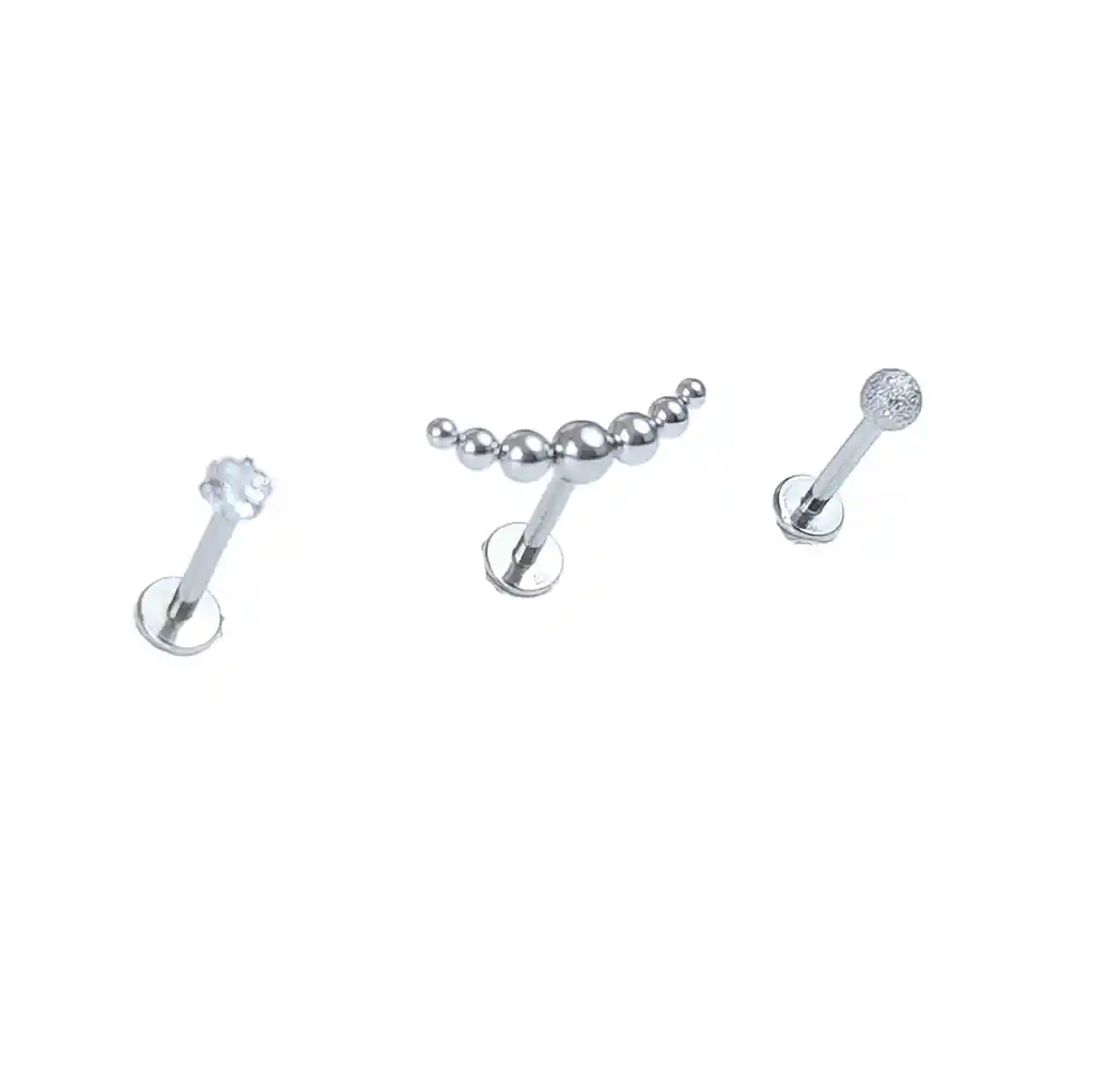 Set Piercing Modelo Nova Acero Quirúrgico Nostril Labret Punto Trepador